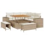 Conjunto de sofá de jardín 8 pcs Beige ratán sintético
