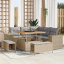 Conjunto de sofá de jardín 8 pcs Beige ratán sintético
