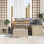 Conjunto de sofá de jardín 8 pcs Beige ratán sintético