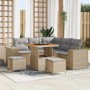 Conjunto de sofá de jardín 8 pcs Beige ratán sintético