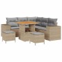 Conjunto de sofá de jardín 8 pcs Beige ratán sintético