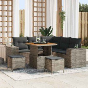 Conjunto de sofá de jardín 8 pcs Gris ratán sintético
