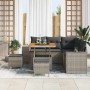 Conjunto de sofá de jardín 8 pcs Gris ratán sintético