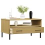 OSLO coffee table metal legs solid brown wood 85x50x45cm by vidaXL, Coffee table - Ref: Foro24-351033, Price: 62,36 €, Discou...