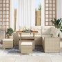 Conjunto de sofá de jardín 8 pcs Beige ratán sintético