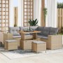 Conjunto de sofá de jardín 8 pcs Beige ratán sintético