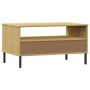 OSLO coffee table metal legs solid brown wood 85x50x45cm by vidaXL, Coffee table - Ref: Foro24-351033, Price: 62,36 €, Discou...