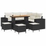 Conjunto de sofá de jardín 9 pcs Negro ratán sintético