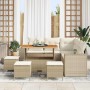 Conjunto de sofá de jardín 9 pcs Beige ratán sintético