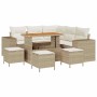 Conjunto de sofá de jardín 9 pcs Beige ratán sintético