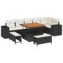 Conjunto de sofá de jardín 9 pcs Negro ratán sintético