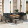 Conjunto de sofá de jardín 9 pcs Gris ratán sintético