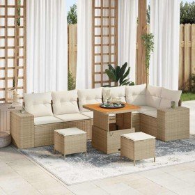 Conjunto de sofá de jardín 9 pcs Beige ratán sintético en Conjuntos de jardín | Comprar online en Foro24