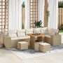 Conjunto de sofá de jardín 9 pcs Beige ratán sintético
