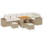 Conjunto de sofá de jardín 9 pcs Beige ratán sintético