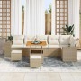 Conjunto de sofá de jardín 9 pcs Beige ratán sintético