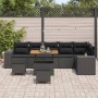 Conjunto de sofá de jardín 9 pcs Negro ratán sintético