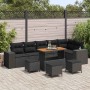 Conjunto de sofá de jardín 10 pcs Negro ratán sintético