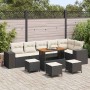 Conjunto de sofá de jardín 10 pcs Negro ratán sintético