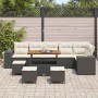Conjunto de sofá de jardín 10 pcs Negro ratán sintético