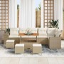 Conjunto de sofá de jardín 10 pcs Beige ratán sintético
