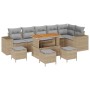 Conjunto de sofá de jardín 10 pcs Beige ratán sintético