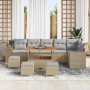 Conjunto de sofá de jardín 10 pcs Beige ratán sintético