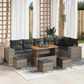 Conjunto de sofá de jardín 10 pcs Gris ratán sintético en Conjuntos de jardín | Comprar online en Foro24