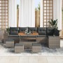 Conjunto de sofá de jardín 10 pcs Gris ratán sintético