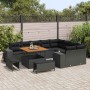 Conjunto de sofá de jardín 12 pcs Negro ratán sintético