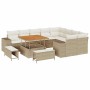 Conjunto de sofá de jardín 12 pcs Beige ratán sintético