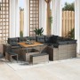 Conjunto de sofá de jardín 12 pcs Gris ratán sintético