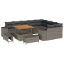 Conjunto de sofá de jardín 12 pcs Gris ratán sintético