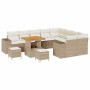 Conjunto de sofá de jardín 12 pcs Beige ratán sintético