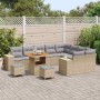 Conjunto de sofá de jardín 12 pcs Beige ratán sintético