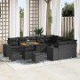 Conjunto de sofá de jardín 12 pcs Negro ratán sintético