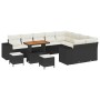 Conjunto de sofá de jardín 12 pcs Negro ratán sintético
