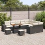 Conjunto de sofá de jardín 12 pcs Negro ratán sintético
