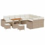 Conjunto de sofá de jardín 12 pcs Beige ratán sintético
