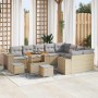 Conjunto de sofá de jardín 12 pcs Beige ratán sintético