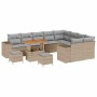 Conjunto de sofá de jardín 12 pcs Beige ratán sintético