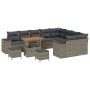 Conjunto de sofá de jardín 12 pcs Gris ratán sintético