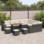 Conjunto de sofá de jardín 13 pcs Negro ratán sintético