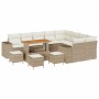 Conjunto de sofá de jardín 13 pcs Beige ratán sintético