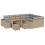 Conjunto de sofá de jardín 13 pcs Beige ratán sintético