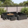 Conjunto de sofá de jardín 13 pcs Negro ratán sintético