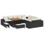 Conjunto de sofá de jardín 13 pcs Negro ratán sintético