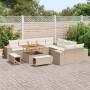 Conjunto de sofá de jardín 13 pcs Beige ratán sintético
