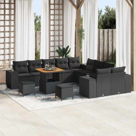 Conjunto de sofá de jardín 13 pcs Negro ratán sintético Conjunto de sofá de jardín 13 pcs Negro ratán sintético