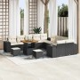 Conjunto de sofá de jardín 13 pcs Negro ratán sintético
